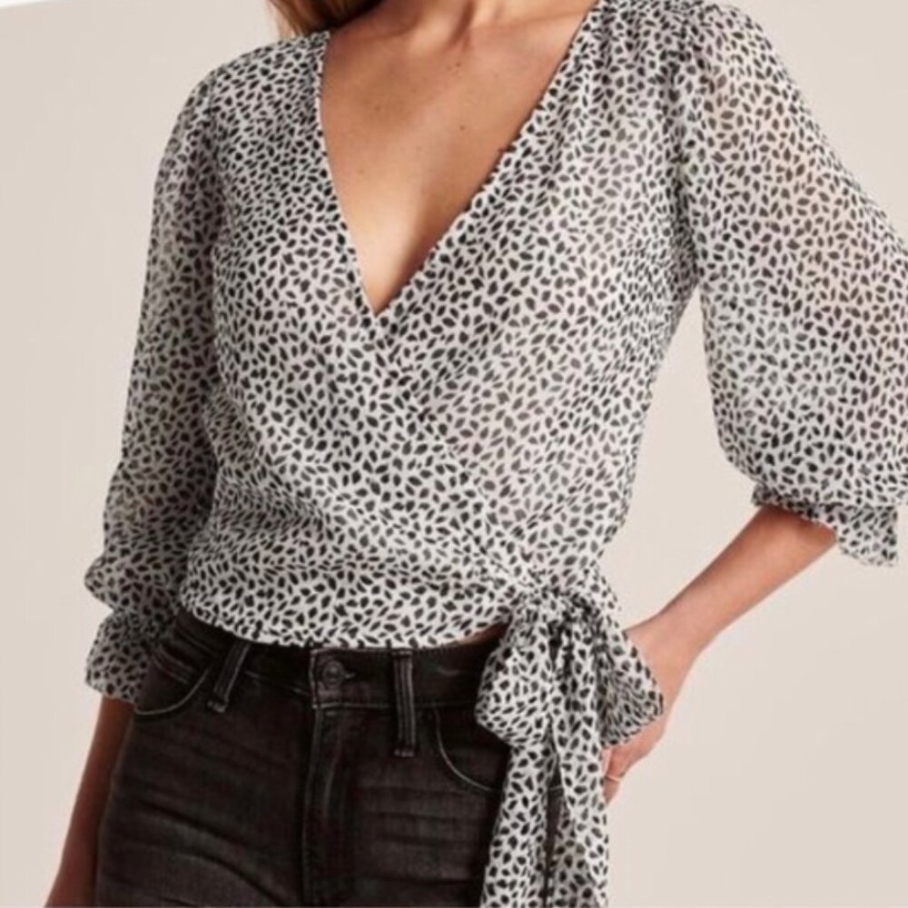Abercrombie & Fitch Long-Sleeve Wrap Blouse